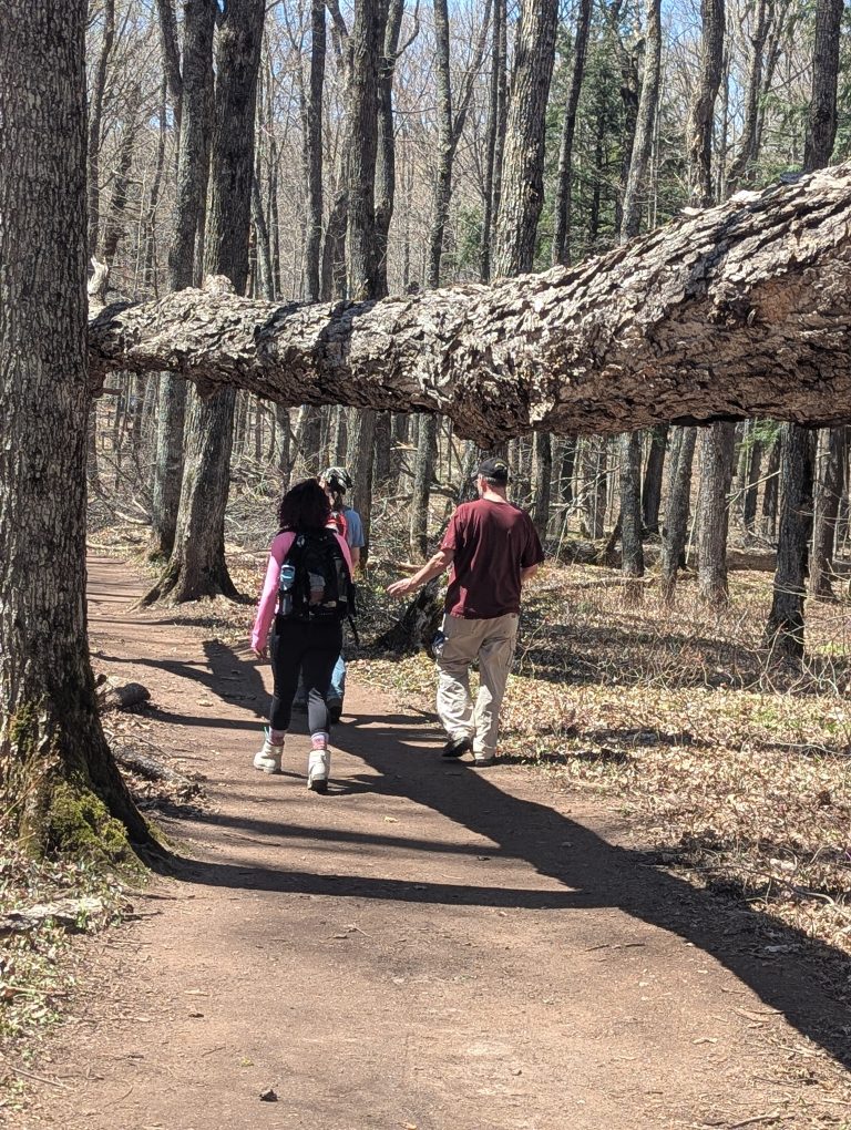 Hiking with Staff Black River Harbor Waterfalls